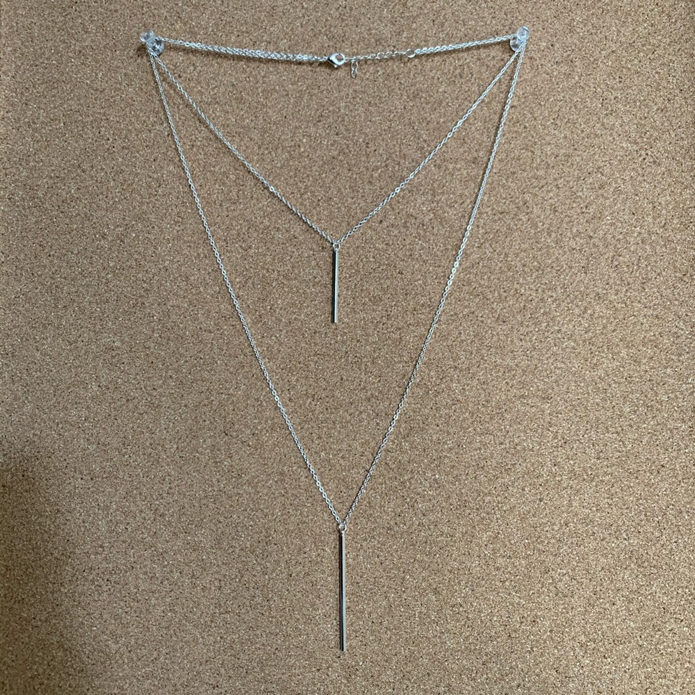 Layered silver necklace